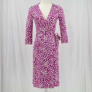 Diane Von Furstenberg Purple and White Midi Dress